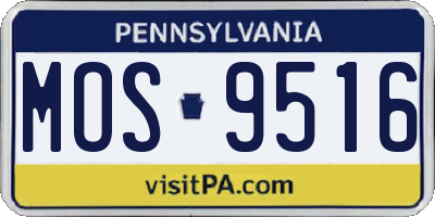 PA license plate MOS9516