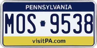 PA license plate MOS9538