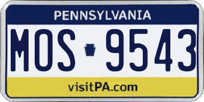 PA license plate MOS9543