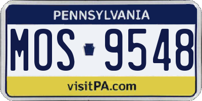 PA license plate MOS9548