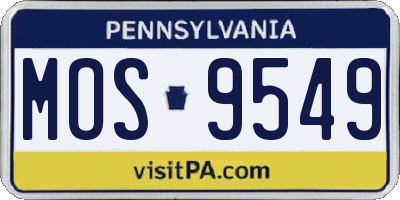 PA license plate MOS9549