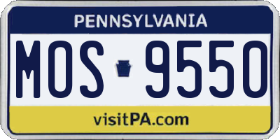 PA license plate MOS9550