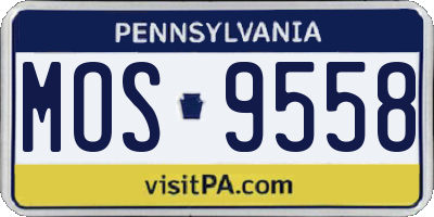 PA license plate MOS9558