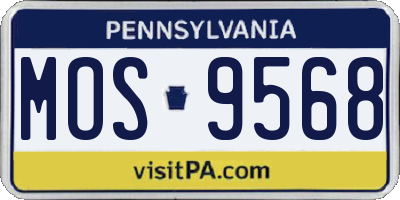 PA license plate MOS9568