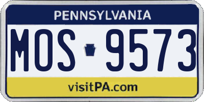 PA license plate MOS9573