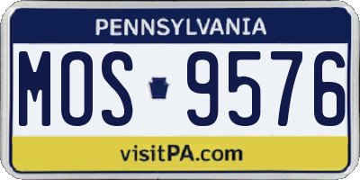 PA license plate MOS9576