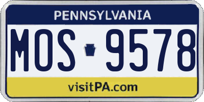 PA license plate MOS9578