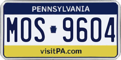 PA license plate MOS9604