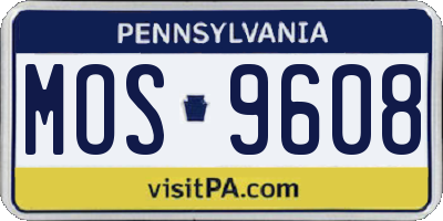 PA license plate MOS9608