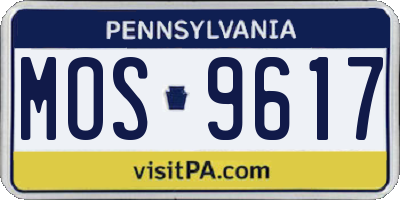 PA license plate MOS9617
