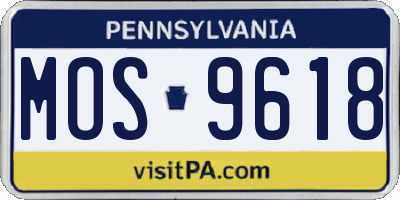 PA license plate MOS9618