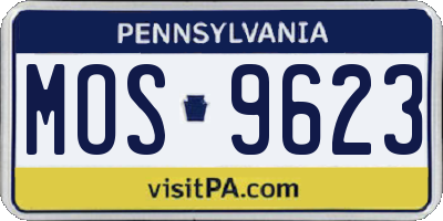 PA license plate MOS9623