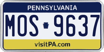 PA license plate MOS9637