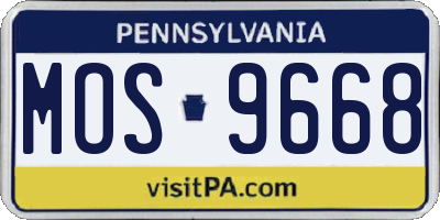 PA license plate MOS9668
