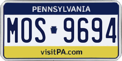 PA license plate MOS9694