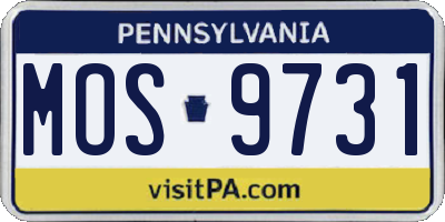 PA license plate MOS9731