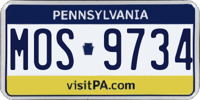 PA license plate MOS9734