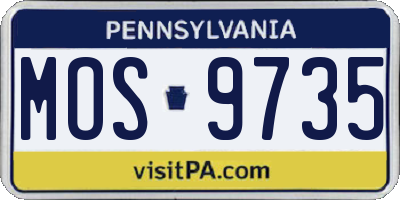 PA license plate MOS9735