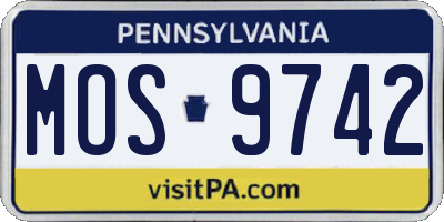 PA license plate MOS9742