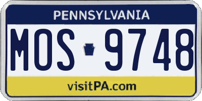 PA license plate MOS9748