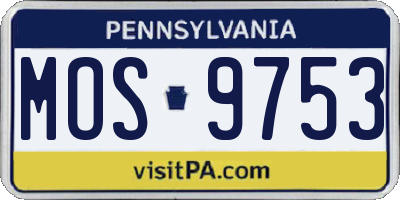 PA license plate MOS9753