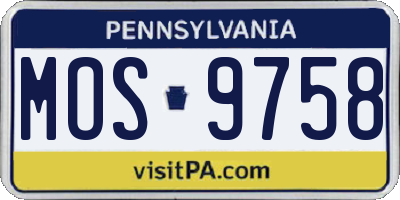 PA license plate MOS9758