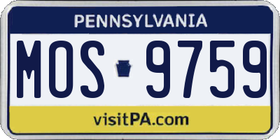 PA license plate MOS9759