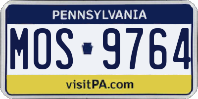 PA license plate MOS9764