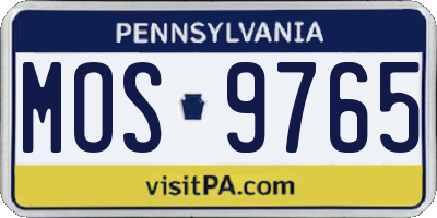 PA license plate MOS9765