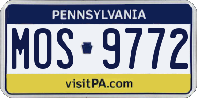 PA license plate MOS9772