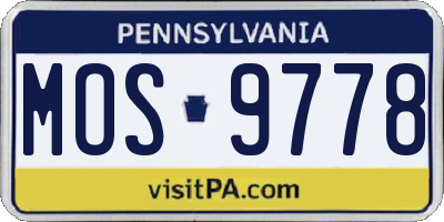 PA license plate MOS9778