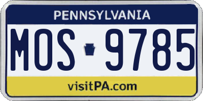 PA license plate MOS9785