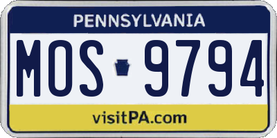 PA license plate MOS9794