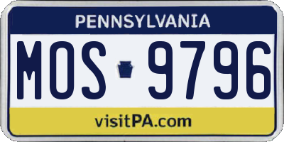 PA license plate MOS9796