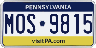 PA license plate MOS9815