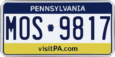 PA license plate MOS9817