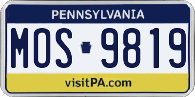 PA license plate MOS9819