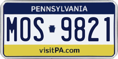 PA license plate MOS9821