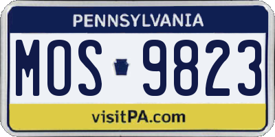 PA license plate MOS9823