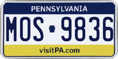 PA license plate MOS9836