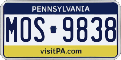 PA license plate MOS9838