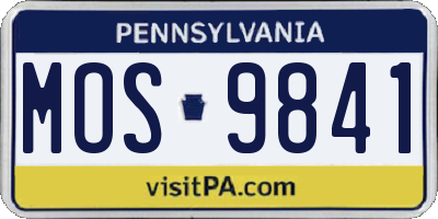 PA license plate MOS9841