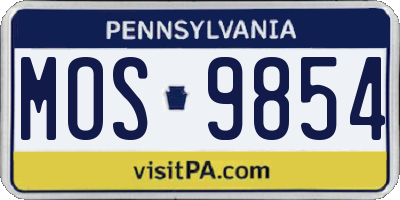 PA license plate MOS9854