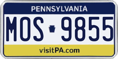 PA license plate MOS9855