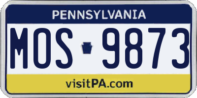 PA license plate MOS9873