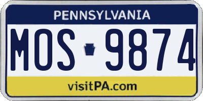 PA license plate MOS9874