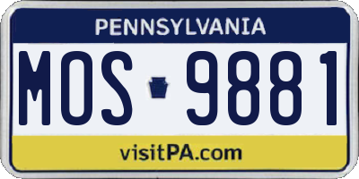 PA license plate MOS9881
