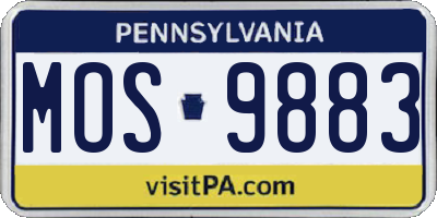 PA license plate MOS9883