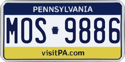 PA license plate MOS9886