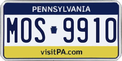 PA license plate MOS9910